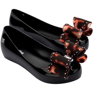 image:imagemini melissa Ultragirl Classic Bow Ballet Flats for KidsBlackTortoise Shell