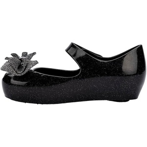 image:imagemini melissa Ultragirl Collection Mary Jane Flats for Toddlers and Babies  Comfortable amp Cute Peep Toe Jelly Flat Shoes with Transparent Upper and Small Bow for Little GirlsGlitter Black