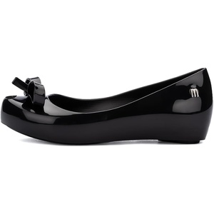 image:imagemini melissa Ultragirl with Bow Ballet Flats for Girls Comfortable amp Cute Peep Toe Jelly Flat Shoes with Transparent Upper and Small Bow for KidsBlack