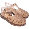 image:imagemini melissa Possession Jelly Fisherman Sandal for Toddler and Kids  Iconic Fisherman Jelly Sandal for Toddlers amp Girls Adjustable Buckle Waterproof Bubblegum Scent Play amp Dress ShoesShiny Elements  Beige Glitter